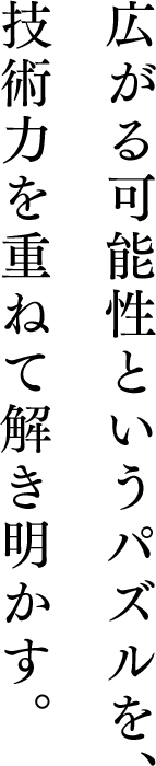 広がる可能性というパズルを、技術力を重ねて解き明かす。